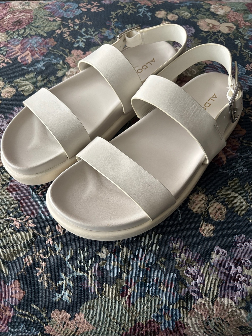 Aldo Cream White Double-Strap Slingback Sandals 8.5